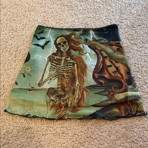 Dolls Kill Skeleton Graphic Mini Skirt